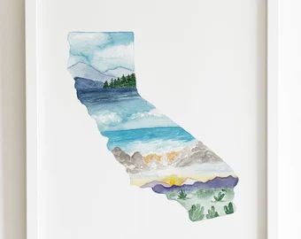 California Watercolor, State Embroidery, Folsom California, Watercolor Print, Painting Inspiration, Watercolor Art, Watercolor Paintings, Pinterest Likes, California