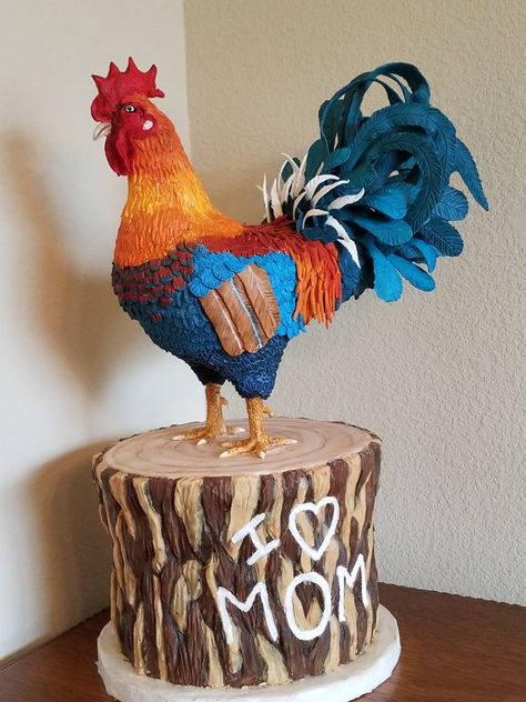 Rooster Cake Ideas, Rooster Cake Design, Chicken Theme Cake, Chicken Cakes Birthday, Chicken Cake Design, Chicken Birthday Cake, Rooster Cake, Learn Cake Decorating, Cute Chicken Coops