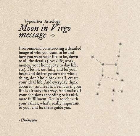 Moon In Virgo Astrology, Moon Sign Virgo, Moon In Virgo Woman, Sagittarius Sun Virgo Moon, Moon In Virgo Aesthetic, Typewriter Astrology, Virgo Moon Aesthetic, New Moon Virgo, Virgo Moon Sign