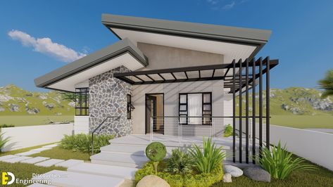 Modern Small house design Idea With 3-Bedroom | Engineering Discoveries Stair Construction, Modern Bungalow House Design, Bungalow Style House Plans, Steel Frame House, Small House Layout, Modern Small House Design, Small House Design Exterior, Construction Ideas, Modern Bungalow House