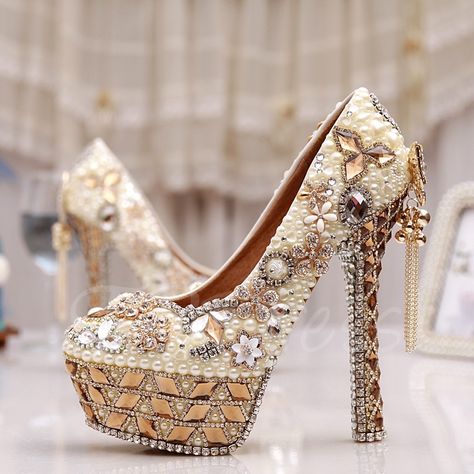 Mosaic Shoes, Coloured Wedding Shoes, Embellished Wedding Shoes, Leather Wedding Shoes, Sparkly Wedding Shoes, Crystal Wedding Shoes, Wedding High Heels, Rose Gold Heels, Bridal Pumps