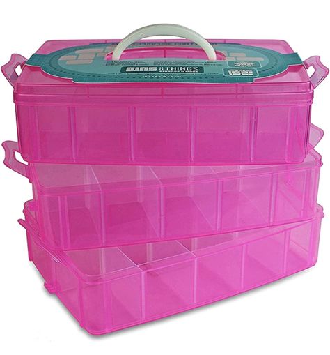 Art Supply Organizer, Barbie Organization, Bead Organizer, Craft Storage Containers, Craft Storage Box, Arts And Crafts Storage, Art Supplies Storage, Pink Crafts, Art Supply Organization