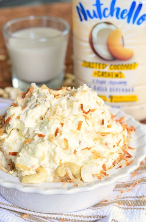 Toasted Coconut Cashew Fluff Salad 5 Salad In A Bowl, Fluff Recipes, Fluff Salad Recipes, Will Cook For Smiles, Fluff Salad, Fluff Recipe, Fluff Desserts, Coconut Pudding, Delicious Deserts