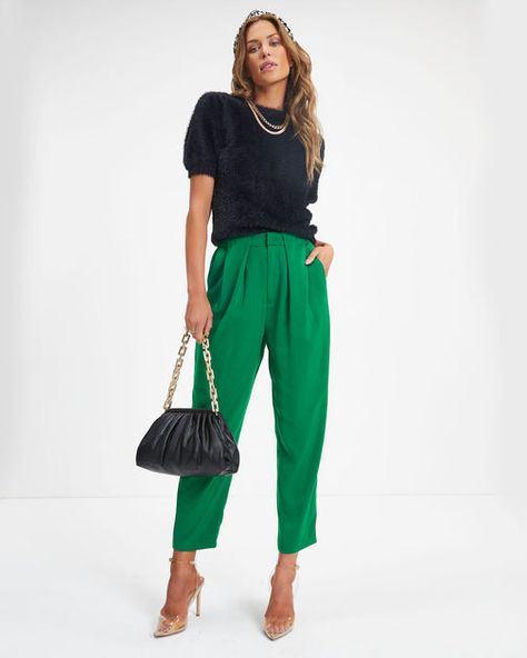 Kelly Green Pants, Dona Karan, Business Vibes, Green Pants Outfit, High Rise Trousers, Green Dress Pants, Killing Me Softly, Hello Lover, Killing Me