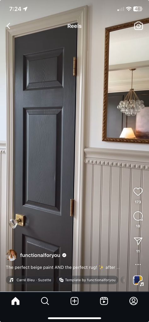 Behr Witch Hazel, Midnight Oil Benjamin Moore, Hallway Paint Colors, Portola Paint, Hallway Paint, Black Fireplace, English Tudor, Black Cabinets, Fade To Black