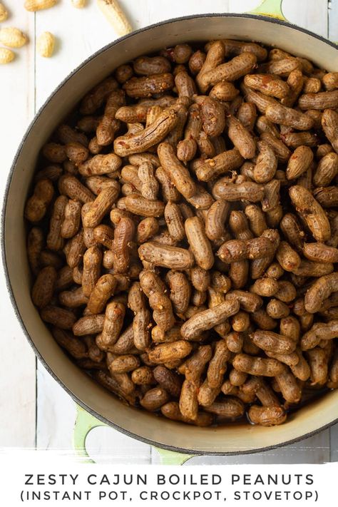 How to Make Boiled Peanuts in the Crock Pot, Instant Pot, or on the Stovetop! This EASY Cajun Boiled Peanuts Recipe is so zesty and FABULOUS! You'll fall in love with southern boiled peanuts all over again. #ASpicyPerspective #southern #crockpot #instantpot #slowcooker #peanuts #boiled Crockpot Boiled Peanuts Recipe, Multigrain Recipes, Cajun Boiled Peanuts Recipe, Groundnuts Recipe, Boiled Peanuts Recipe, Cajun Boiled Peanuts, Camping Treats, Cajun Boil, Easy Cajun