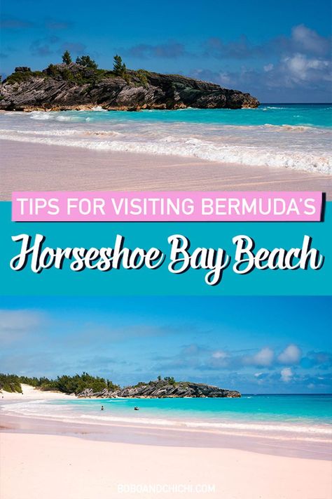 Everything you need to know about visiting Horseshoe Bay Beach in Bermuda the most famous pink sand beach in Bermuda Horseshoe Beach Bermuda, Things To Do In Bermuda, Bermuda Beaches Pink, Pink Sand Beach Bermuda, Bermuda Aesthetic, Horseshoe Bay Bermuda, Pink Beaches, Bermuda Vacation, Bermuda Cruise