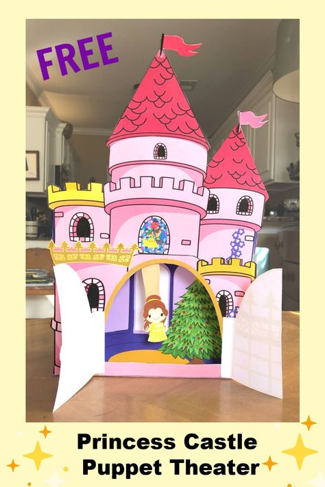 Make Your Own Princess Puppet Theater. Free printable princess castle puppet show theater.   #princess #makeyourown #princesscastle #puppetshow #puppettheater #kids #beautyandthebeast Kids Diy Christmas Gifts, Preschool Scavenger Hunt, Castle Diy, 3d Princess, Paper Castle, Castle Crafts, Fairy Tale Activities, Diy Christmas Gifts For Kids, Princess Crafts