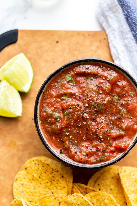 Easy Low FODMAP Red Salsa - A Little Bit Yummy Low For Map Recipes, Low Fodmap Sauces, Fodmap Salsa Recipe, Low Fodmap Mexican Recipes, Low Fodmap Spanish Rice, Low Fodmap Salsa Recipe, Easy Low Fodmap Appetizers, Low Fodmap Sauces And Dressings, Low Fodmap Taco Sauce