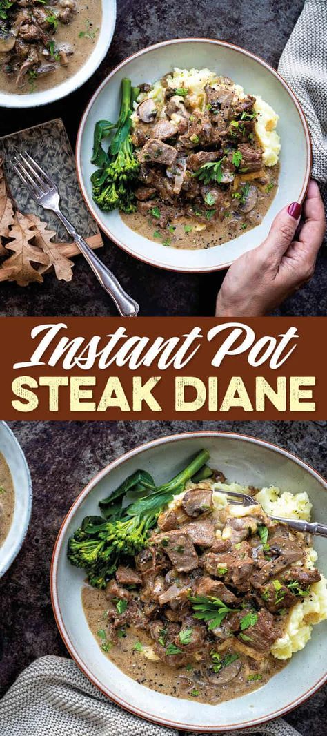 Instant Pot Steak Diane – make this delicious creamy beef stew once and you will be hooked! #instantpot #beefrecipes Instapot Beef Recipes, Creamy Beef Stew, Nanas Recipes, Pressure Cooker Steak, Instant Pot Steak, Thermal Cooking, Southern Foods, Instapot Meals, Steak Diane