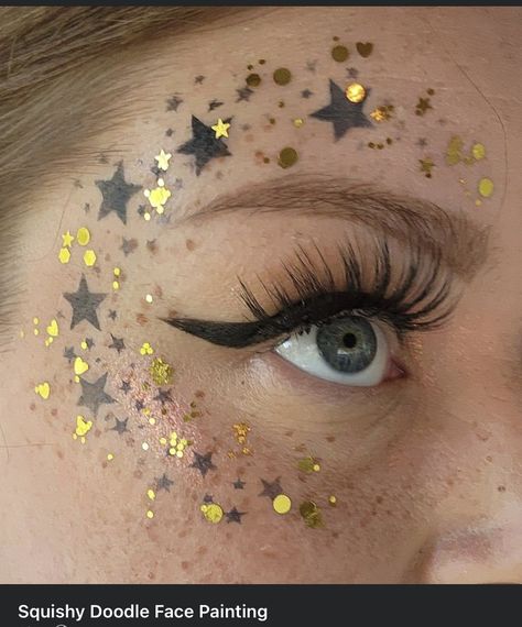 Face Painting Space Theme, Star Face Paint, Cheek Makeup, Face Paint Makeup, Face Stickers, Face Painting Designs, Space Theme, Makeup Art, Highlighter