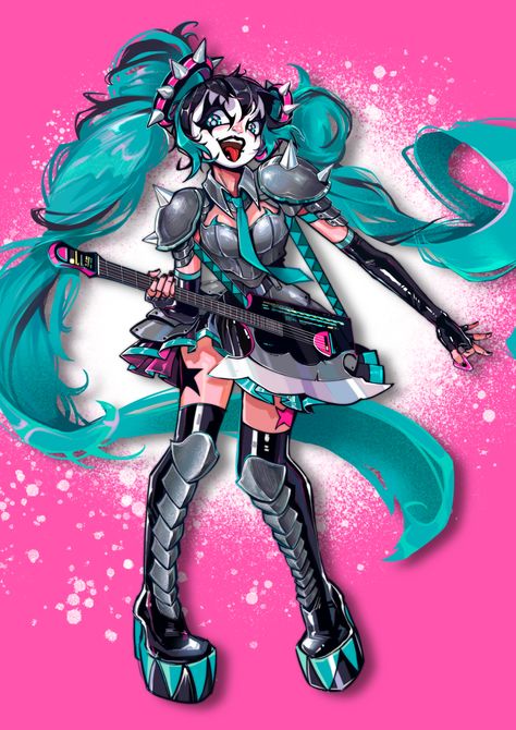 Miku meets the KISS!!! Size: 8.3 x 11.7 inches (A4) Paper: Matte 300 gsm paper. Packing: Rigid Mailer and Eco-friendly clear bag made from plants and compostable. Shipping tubes if ordered with a pin. Brazilian Twist, Decora Art, Miku Art, Pin Bag, Miku Hatsune Vocaloid, Vocaloid Funny, Vocaloid Characters, Miku Hatsune, The Kiss