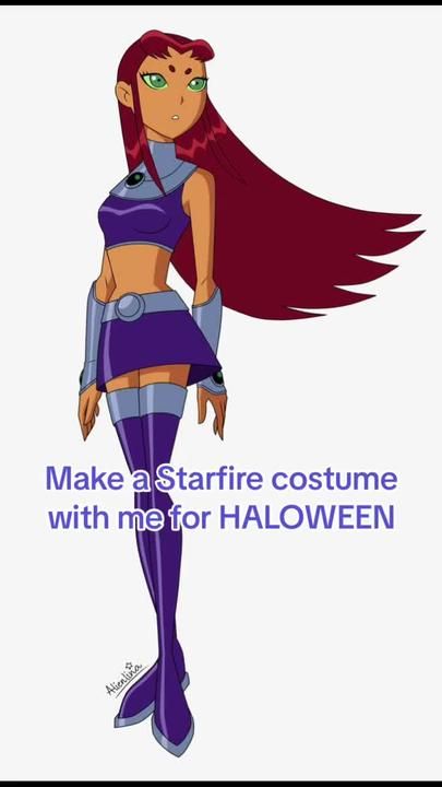 Starfire Halloween Costume Diy, Star Fire Costume Diy, Starfire Teen Titans Costume, Starfire Wig, Diy Starfire Costume, Starfire Costume Diy, Star Fire Costume, Starfire Makeup, Star Fire Cosplay