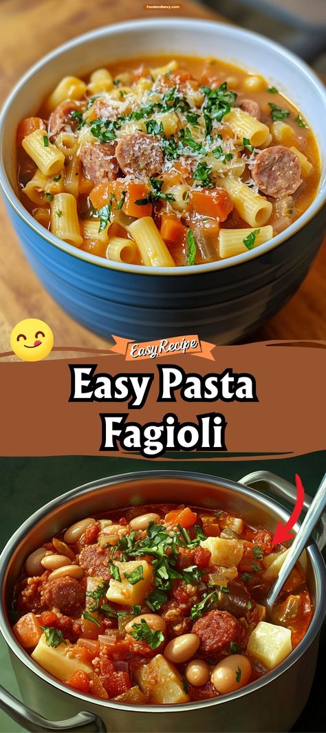 Dive into the rustic and savory world of Pasta Fagioli, where tender pasta mingles with beans, vegetables, and a rich tomato broth for a truly Italian experience. This classic dish is both nourishing and satisfying, making it a perfect meal for any day of the week. #PastaFagioli #ItalianCuisine #HeartyMeals Italian Potluck Dishes, Italian Potluck, Pasta Fazool, Beans And Vegetables, Pasta And Beans, Pasta Fagioli Recipe, Italian Kitchens, Fagioli Soup, Ditalini Pasta