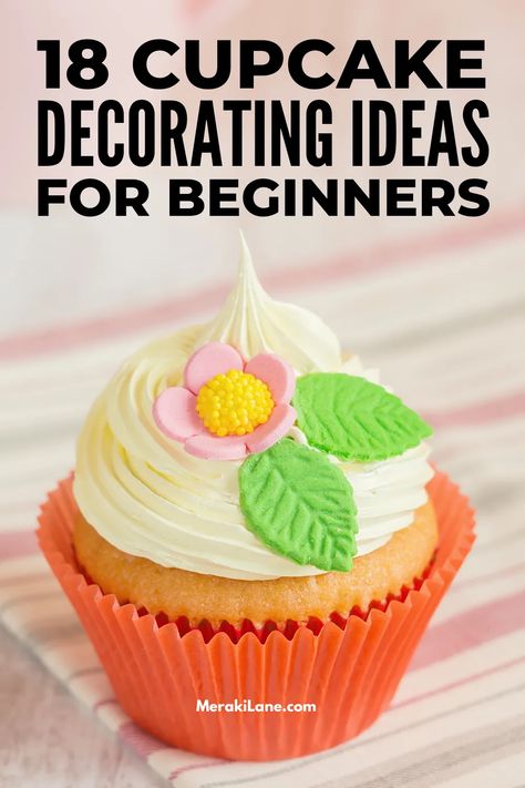 18 Easy Cupcake Decorating Ideas for Beginners | Decorating cupcakes for any occasion, whether birthday parties, weddings, or seasonal celebrations can be intimidating. Click for our best cupcake decorating tips and techniques, plus 18 beginner cupcake decorating ideas that are both easy to make and delicious! Whether you use a basic white boxed cupcake mix, or bake homemade red velvet cupcakes, finish them off with one of these designs! Homemade Red Velvet Cupcakes, Easy Cupcake Decorating Ideas, Easy Cupcake Decorating, Birthday Cupcakes For Women, Sheep Cupcakes, Easy Cupcakes Decoration, Cupcake Decorating Ideas, Cupcake Frosting Recipes, Best Cupcake