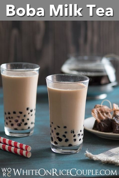 Boba Thai Tea Recipe or Thai Bubble Tea Recipe @bestrecipebox Thai Bubble Tea, Boba Milk Tea Recipe, Thai Tea Recipe, Easy Bubble Tea Recipe, Homemade Boba, Thai Tea Recipes, Milk Tea Recipe, Bubble Tea Recipe, Vietnamese Dessert