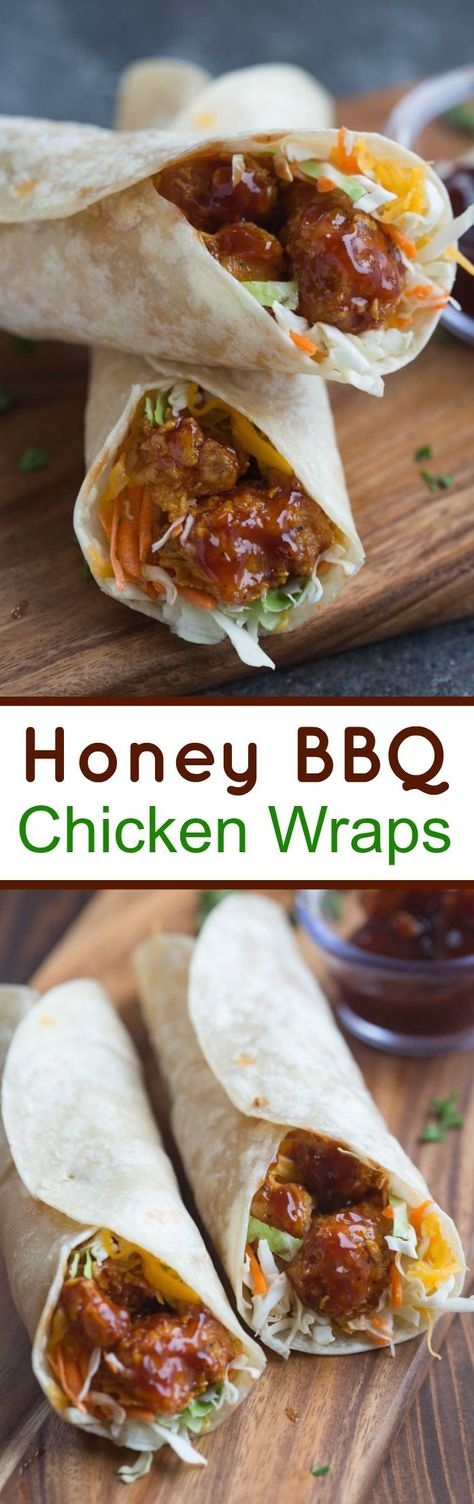 Honey BBQ Chicken Wraps made with crispy baked chicken smothered in a simple homemade honey bbq sauce. | Tastes Better From Scratch Bbq Chicken Wraps, Chicken Smothered, Weight Watcher Desserts, Honey Bbq Chicken, Tastes Better From Scratch, Honey Bbq Sauce, Crispy Baked Chicken, Honey Bbq, God Mad