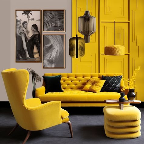 #yellow #home #homedecorideas #homedesign #interiordesign #interior #interiordesignideas #interiorstyling Hospital Signage, Living Room Color Combination, Room Color Combination, Yellow Furniture, Design Mood Board, Modern Living Room Interior, Monochrome Interior, Modern Small House Design, Design Architect