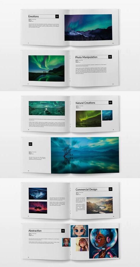 Magazine Layout Design Horizontal, Brochure Picture Layout, Landscape Graphic Design Layout, Landscape Editorial Design, Horizontal Booklet Design, Horizontal Page Layout Design, Horizontal Magazine Layout, Landscape Book Design, Horizontal Brochure Design