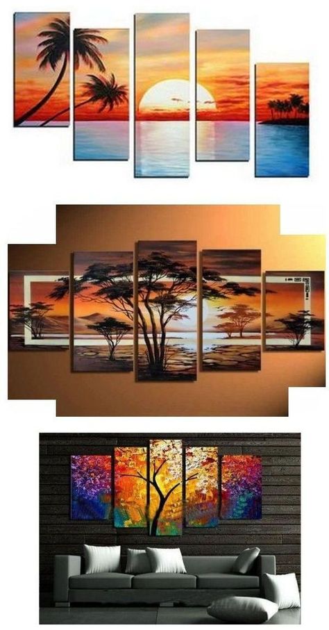 Moder Paintings, Multiple Canvas Paintings, Bedroom Art Painting, Living Room Canvas Painting, Huge Art, Huge Wall Art, Tree Of Life Painting, Abstract Wall Art Painting, 5 Piece Canvas Art