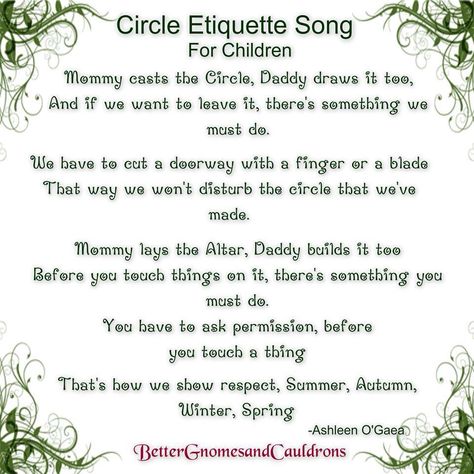 Circle etiquette song for children Pagan Parenting, Witch Apothecary, Witchy Mama, Spelling For Kids, Magic Things, Waldorf Homeschool, Magic For Kids, Wise Woman, Sensory Boards