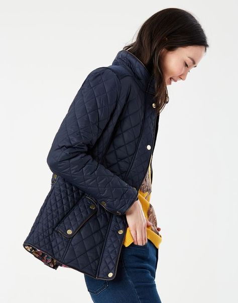 Newdale null Quilted Coat , Size 10 | Joules UK Navy Quilt, Riding Jacket, Women Jacket, Classic Coats, Princess Seams, Quilted Coat, Princess Seam, Mode Fashion, Quilted Jacket