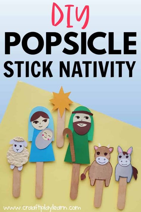 Super Fun Nativity Craft For Kids - Craft Play Learn Popsicle Stick Nativity, Nativity Crafts For Kids, Joseph Crafts, Nativity Craft, Christmas Diy Kids, Diy Nativity, Christmas Ideas Gifts, Mary And Joseph, Gift Tags Diy