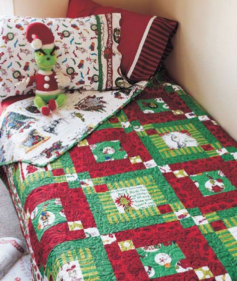 Grinch Quilt, Bed Quilt Patterns, Grinch Ideas, Quilts On Beds, Grinch Stuff, Sewing Christmas Gifts, Quilts Christmas, Mr Grinch, Nancy Zieman