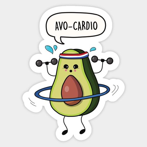 This cute avocado is doing some cardio. This is the perfect gift for any avocado lover or fitness freak! -- Choose from our vast selection of stickers to match with your favorite design to make the perfect customized sticker/decal. Perfect to put on water bottles, laptops, hard hats, and car windows. Everything from favorite TV show stickers to funny stickers. For men, women, boys, and girls. Dietetics Aesthetic, Fitness Art Drawing, T Shirt Sticker Design, Exercise Stickers, Workout Stickers, Fitness Stickers, Buddha Doodle, Gym Design Interior, Drawing Cartoon Faces