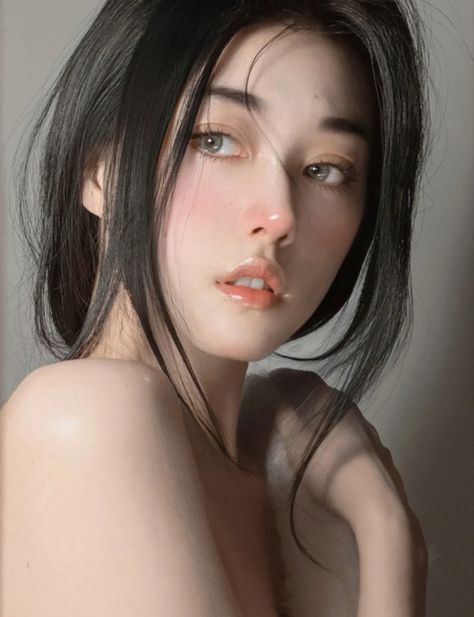 Digital Painting Photoshop, Close Up Faces, Ulzzang Makeup, 얼굴 그리기, Face Drawing Reference, Face Aesthetic, Close Up Photography, Asian Eye Makeup, Human Poses Reference