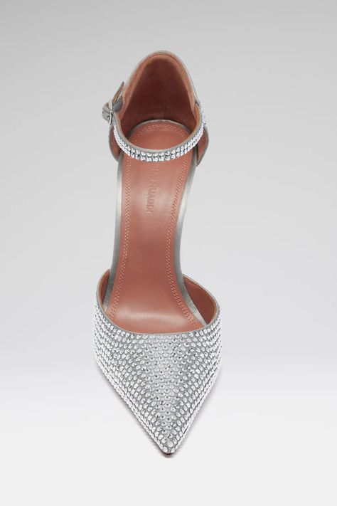 Muaddi Shoes, Amina Muaddi Shoes, Crystal Sandals, Silver Chrome, Amina Muaddi, Glass Slipper, Silver Heels, Shoes For Women, Women's Pumps