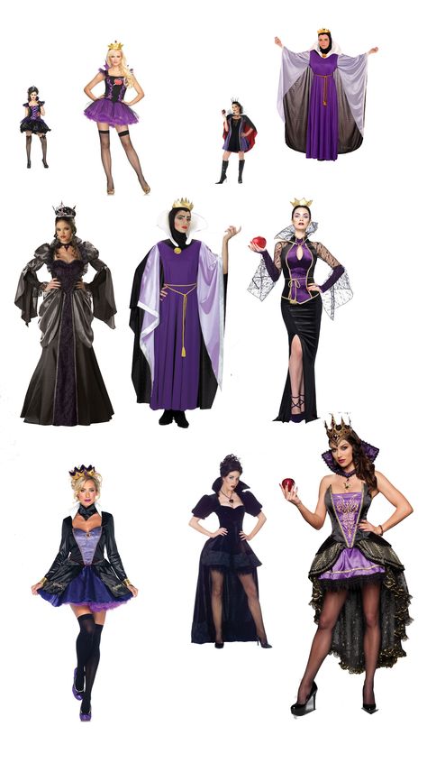 You can't toss an apple in a costume store without hitting an Evil Queen costume... Evil Disney Characters Costumes, Disney Villians Halloween Costumes, Evil Queen Dance Costume, The Evil Queen Costume, Evil Queen Disneybound, Disney Evil Queen Costume, Villians Costumes, Snow White Evil Queen Costume, Evil Queen Costume Diy