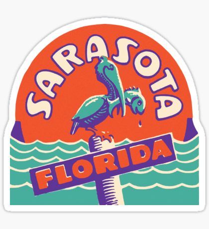 Sarasota Florida Vintage Travel Decal Sticker Travel Decorations, Florida Photos, 1960's Style, Beautiful Florida, Florida Vintage, Rainbow Decor, Florida Design, Type Inspiration, Vintage Hotels