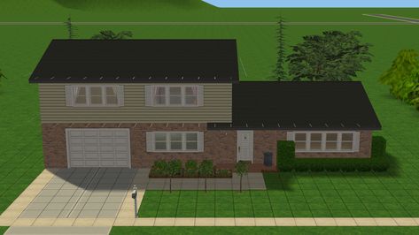 Sims 2 Starter Home, 70s Split Level, Ts2 Mods, Sims 2 University, Sims 2 House, Split Level Home, 2 House, Suburban House, Play Sims