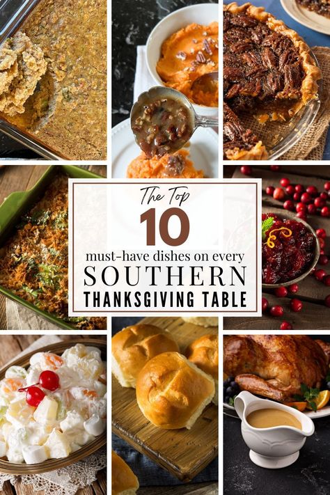 Southern Thanksgiving Food, Thanksgiving Food Recipes, Traditional Thanksgiving Sides, Southern Thanksgiving Recipes, South Your Mouth, Southern Side Dishes, Southern Thanksgiving Menu, Cornbread Dressing Southern, Southern Thanksgiving