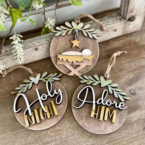 Holy Night | Christmas Baby Jesus | Adore Him Ornament (Set of 3) – Glowforge Shop