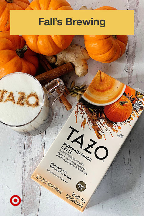 Embrace the season with TAZO Pumpkin Spice Latte concentrate. Pumpkin pie spices like ginger, cinnamon, cloves & star anise—blended with real, high-quality black tea makes this latte concentrate a must-have. Mix equal parts concentrate with your favorite plant or dairy-based milk & voilà! A cafe-quality latte without leaving your home. Enjoy hot or iced. Tea Caffeine Levels, Hot Drinks Recipes, Black Tea Blends, Green Tea Latte, Earl Grey Tea, Tea Latte, Star Anise, Pumpkin Pie Spice, Tea Blends