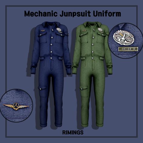 Sims 4 Rimings, Mechanics Uniform, Men's Uniforms, Normal Map, Uniform Dress, Straight Jacket, Sims4 Cc, Sims 4 Cas, Red Tie