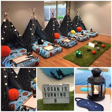 Gallery - Under the teepee Boy Sleepover, Kindergarten Party, Sleepover Tents, Birthday Sleepover Ideas, Kids Sleepover, Pyjamas Party, Glamping Party, Teepee Party, Sleepover Birthday Parties