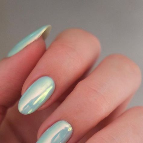 Pale Green Chrome Nails, Turquoise Blue Chrome Nails, Chrome Mint Nails, Chrome Mint Green Nails, Seafoam Green Chrome Nails, Summer Gel Nails Chrome, Celadon Green Nails, Seafoam Chrome Nails, Aquamarine Chrome Nails