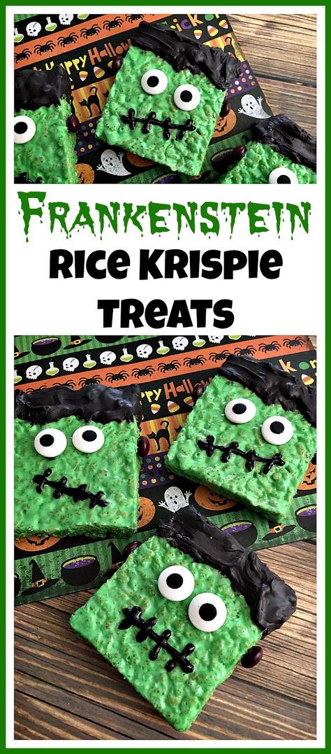 Fun Treats To Make, Ghost Pretzels, Frankenstein Rice Krispie Treats, Treats To Make With Kids, Rice Recipes For Kids, Halloween Party Desserts, Cute Frankenstein, Halloween Rice Krispie Treats, Dipped Pretzels