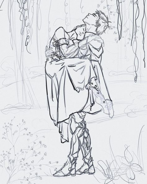 Reading Base Drawing, Hair Laying Down Reference, Element Character Design, Character Holding Something, Laying On Shoulder Couple Drawing, Princess Drawing Reference, Couples Drawing Reference, Enemies To Lovers Poses, Medieval Couple Drawing