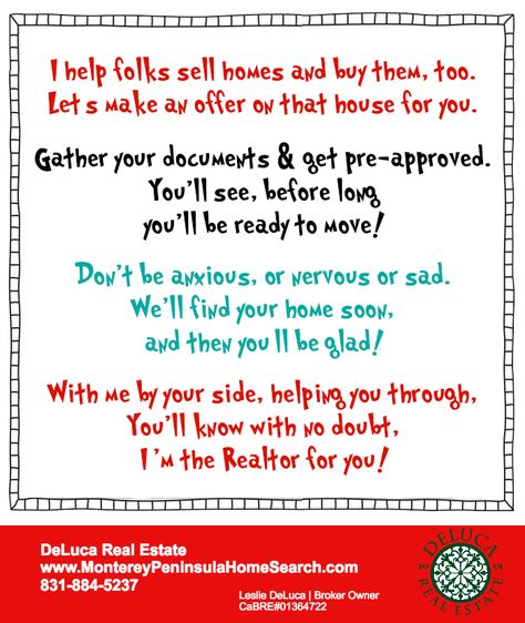 Monterey Peninsula Real Estate Broker Leslie DeLuca gives practical advise on real estate and life. In honor of the 12 days of christmas. Christmas Real Estate, Monterey Peninsula, The 12 Days Of Christmas, Friday Humor, Practical Life, Real Estate Broker, 12 Days Of Christmas, Dr Seuss, Monterey