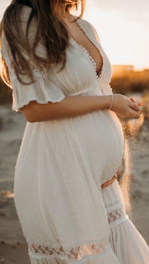 Galveston maternity session White Dress Beach Maternity Shoot, Maternity Photos White Dress, Coastal Maternity Shoot, White Maternity Dress Photo Shoots, White Dress Maternity Shoot, Maternity Photo Dress, White Maternity Dress, Aurora Rose, Pregnancy Pics