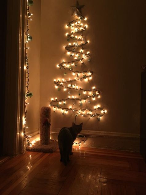 Ladder Xmas Tree Ideas, Christmas Tree Cats Safe, Cat Friendly Christmas Decor, Christmas Tree Ideas With Cats, Catproof Christmas Tree, Cat Xmas Tree, Cat Friendly Christmas Tree Ideas, Christmas Tree With Cats In House, Cat Proof Christmas Tree Ideas