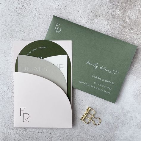 Ryan Collection || Arch Wedding Invitations || Polka Dot Paper Wedding Branding Design, Half Arch, Lianne La Havas, Foil Letterpress, Olive Wedding, Minimalist Wedding Decor, Polka Dot Paper, Sage Green Wedding, Green Wedding Invitations