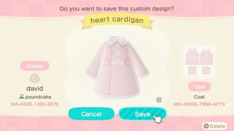 Acnh Design Codes, Cute Pink Outfits, Dress Creator, Halloween Makeup Clown, School Dress Code, Code Clothes, Kawaii Games, Heart Cardigan, Animal Crossing Wild World