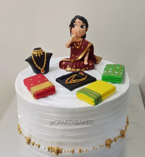 Saree Cake Design, Cake For Foodie Theme, Mummy Birthday Cake, Birthday Cake For Mom Unique, Cake Designs For Girl, Cake Decorating Books, Small Birthday Cakes, Birthday Cake For Mom, Birthday Cake For Husband