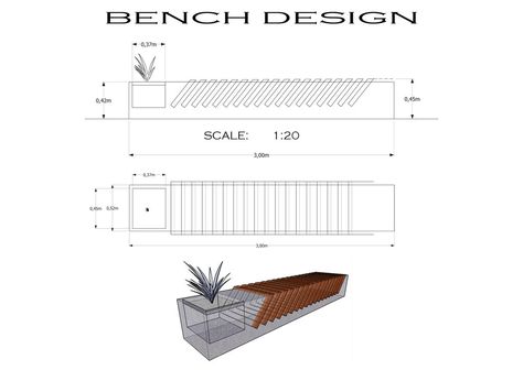 Concrete Bench Design (Detail Drawing) Bench Design Ideas, Plan Concept Architecture, Bench Drawing, Furniture Details Drawing, Urban Spaces Design, Details Drawing, Housing Estate, Bench Design, Furniture Design Sketches