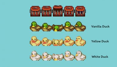 Change your crab pot to a duck (CP and AT versions) Stardew Valley Duck, Stardew Mods, Crab Pot, Stardew Valley Layout, Stardew Valley Tips, Stardew Valley Farms, Stardew Valley Fanart, Pixel Art Games, Pixel Games